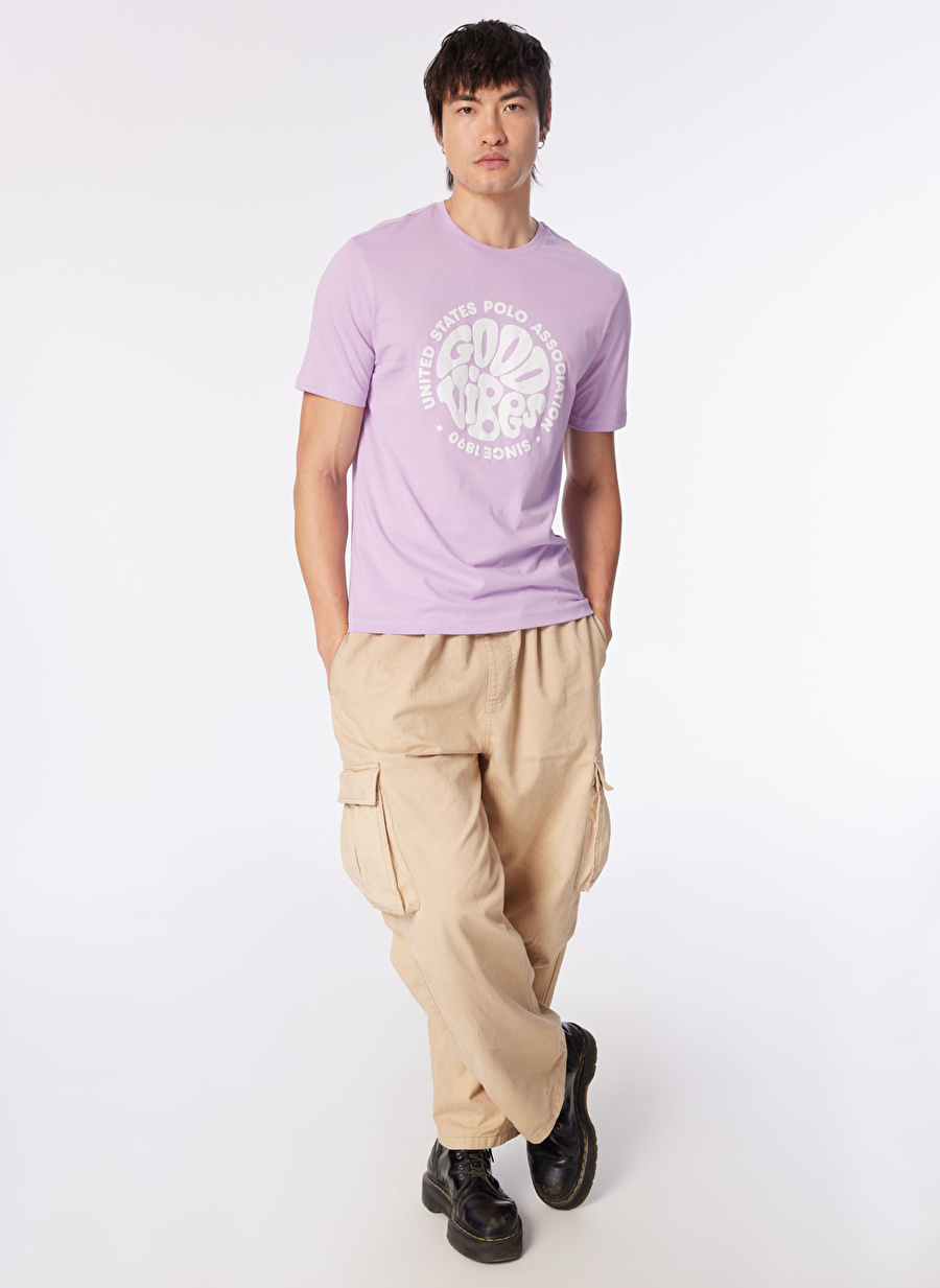 U.S. Polo Assn. Bisiklet Yaka Lila Erkek T-Shirt MANYA