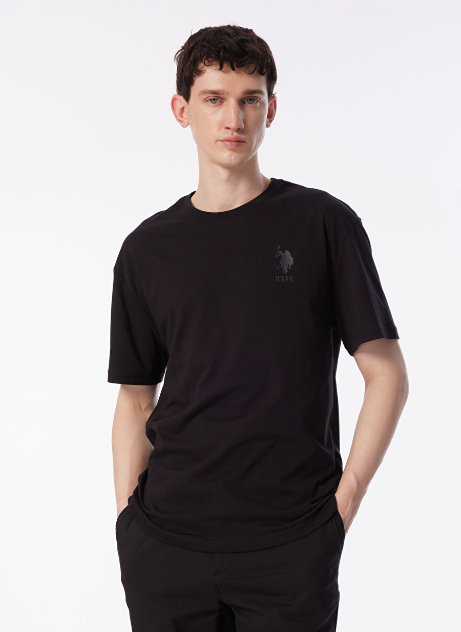 U.S. Polo Assn. Bisiklet Yaka Siyah Erkek T-Shirt ROKES