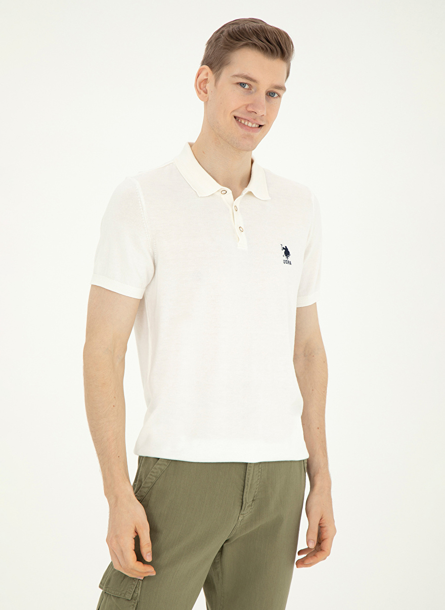 U.S. Polo Assn. Polo Yaka Regular Fit Ekru Erkek Kazak RAHAL-IY24_1