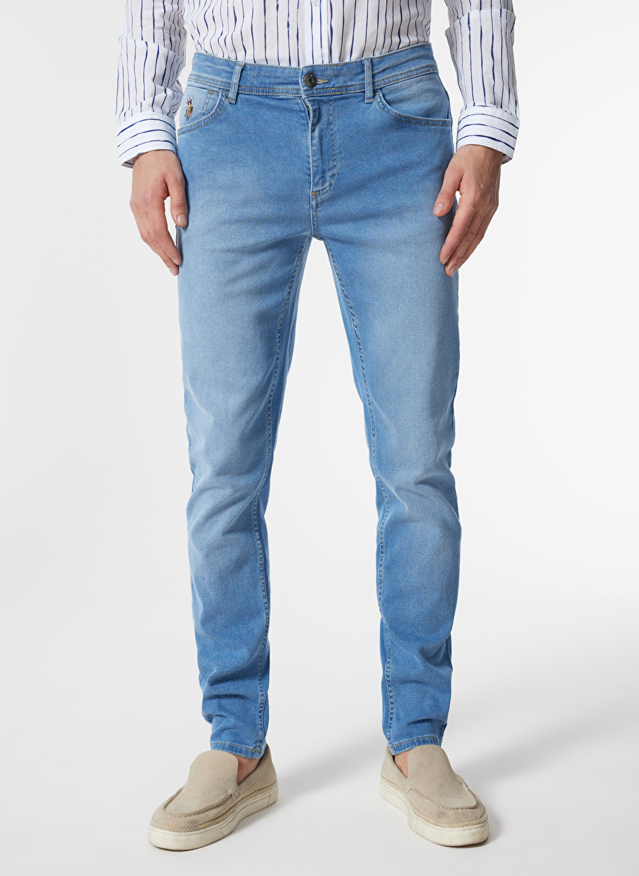 U.S. Polo Assn. Normal Bel Normal Paça Slim Fit Açık Mavi Erkek Denim Pantolon SERGIA-U_1