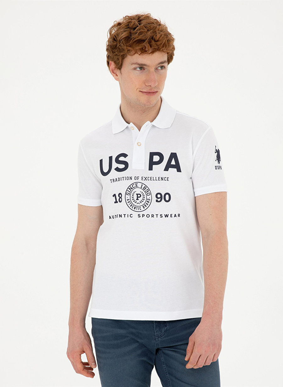 U.S. Polo Assn. Beyaz Erkek Slim Fit T-Shirt T-MANCA