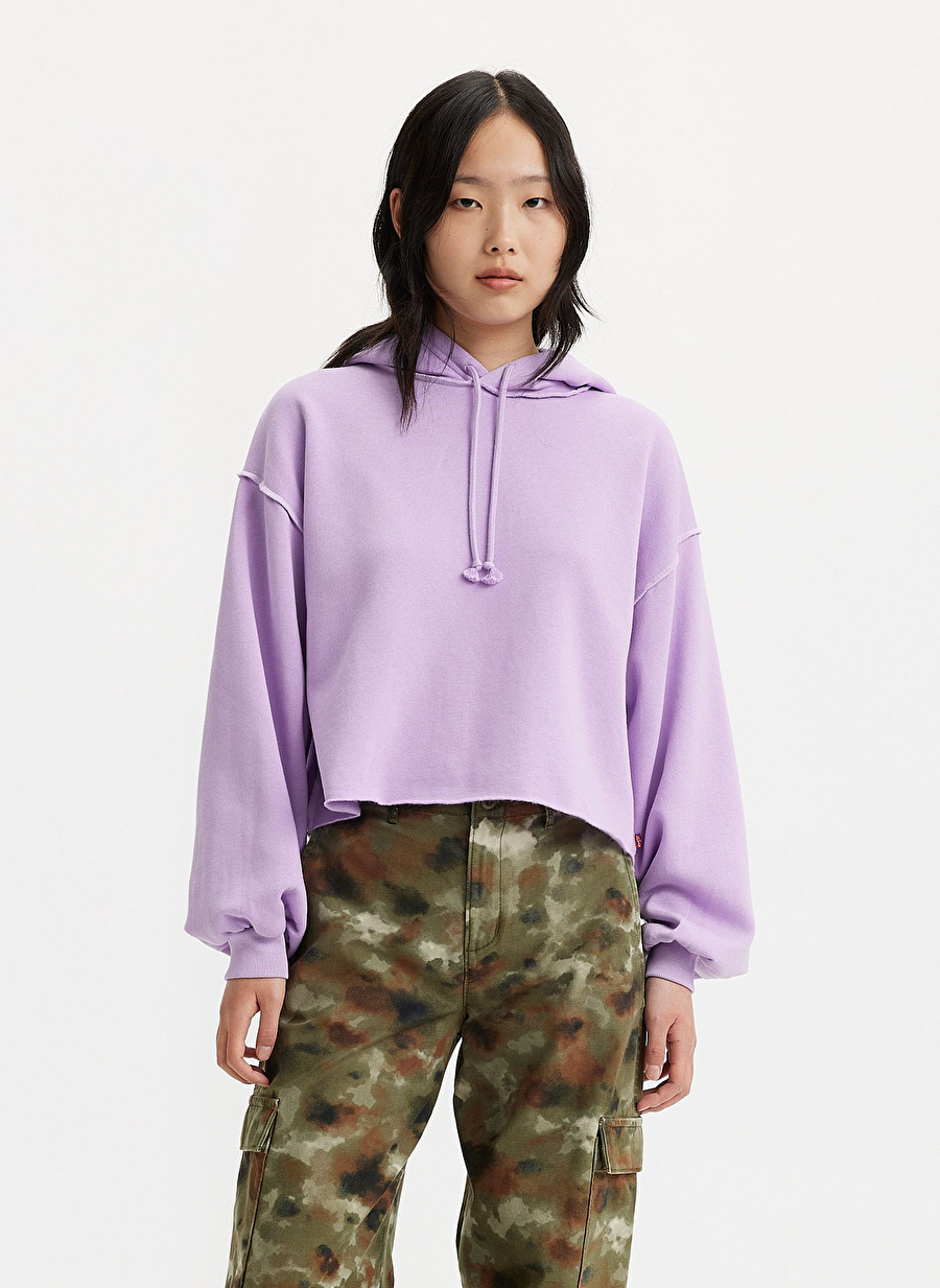 Levis Kapüşon Yaka Düz Mor Kadın Sweatshırt PALO ALTO HOODIE PURPLE ROSE