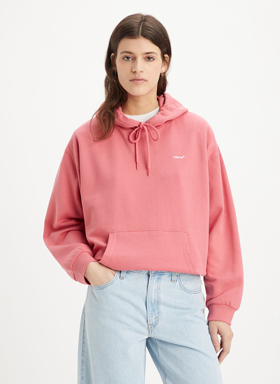 Levis Kapüşon Yaka Düz Kırmızı Kadın Sweatshırt EVERYDAY HOODIE ITALIAN ROSE