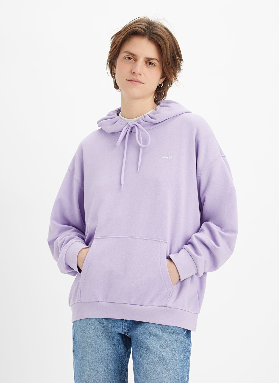 Levis Kapüşon Yaka Düz Mor Kadın Sweatshırt EVERYDAY HOODIE PURPLE ROSE