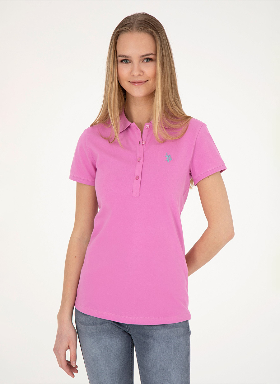 U.S. Polo Assn. Polo Yaka Eflatun Kadın T-Shirt GTP-IY24