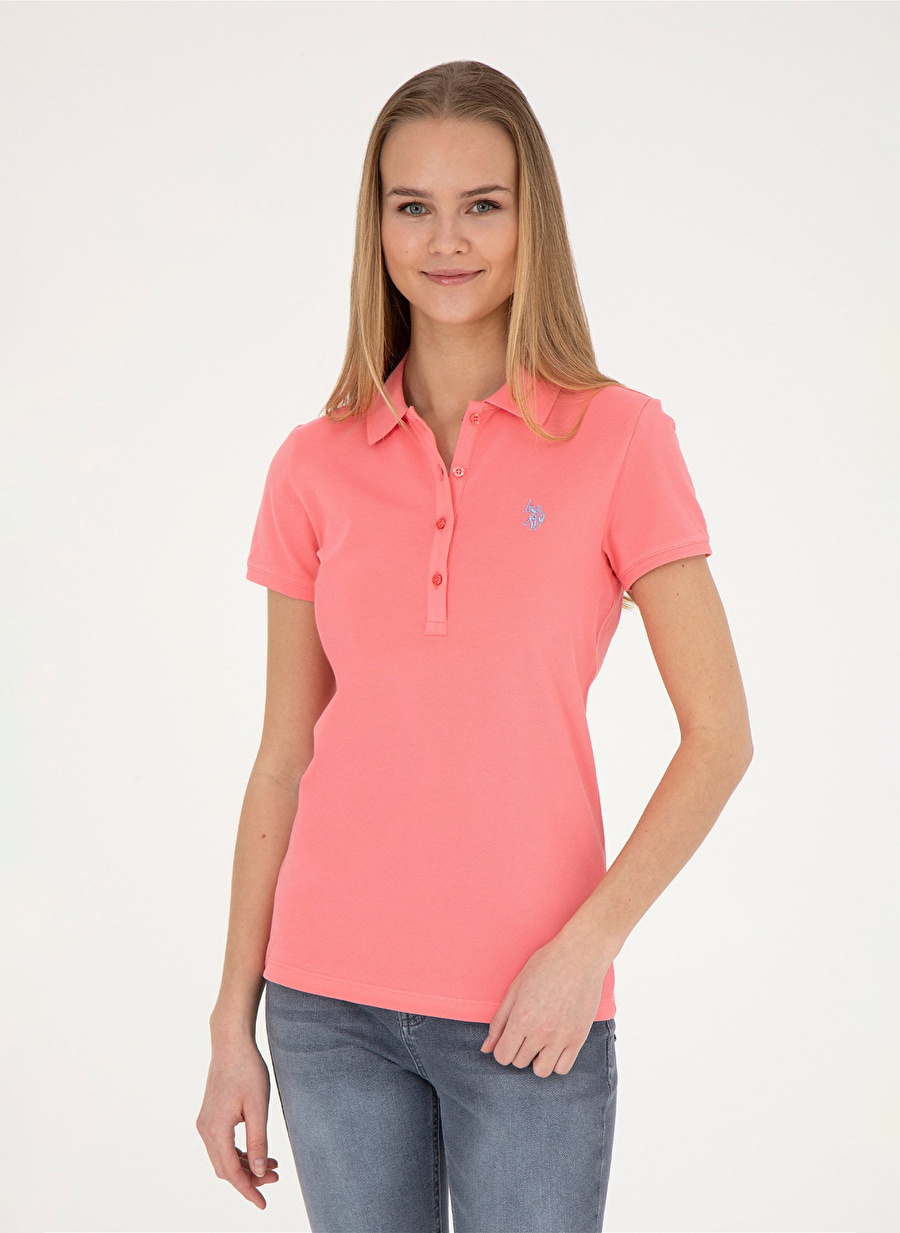 U.S. Polo Assn. Pembe Kadın Slim Fit Polo T-Shirt GTP-IY24