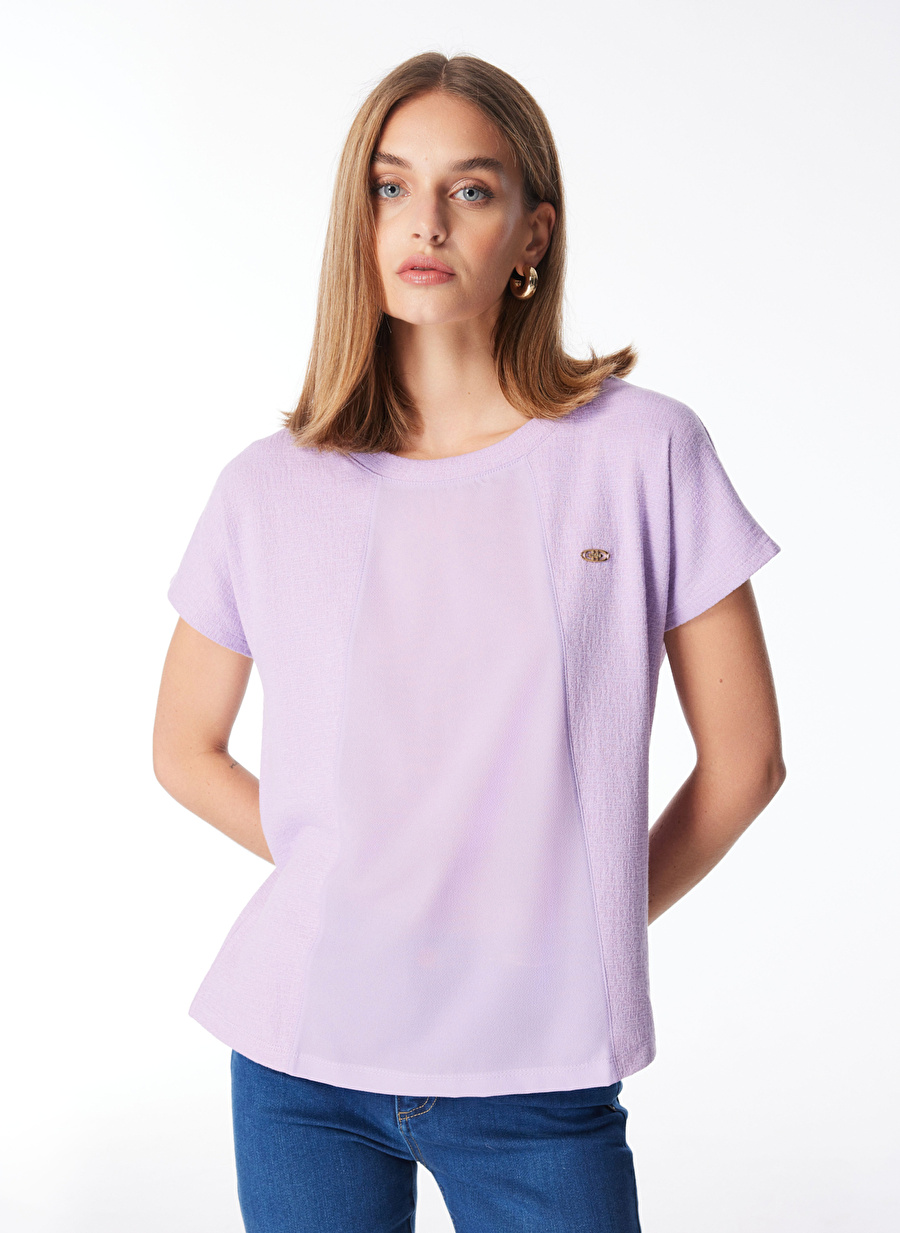 U.S. Polo Assn. Bisiklet Yaka Lila Kadın T-Shirt POSY