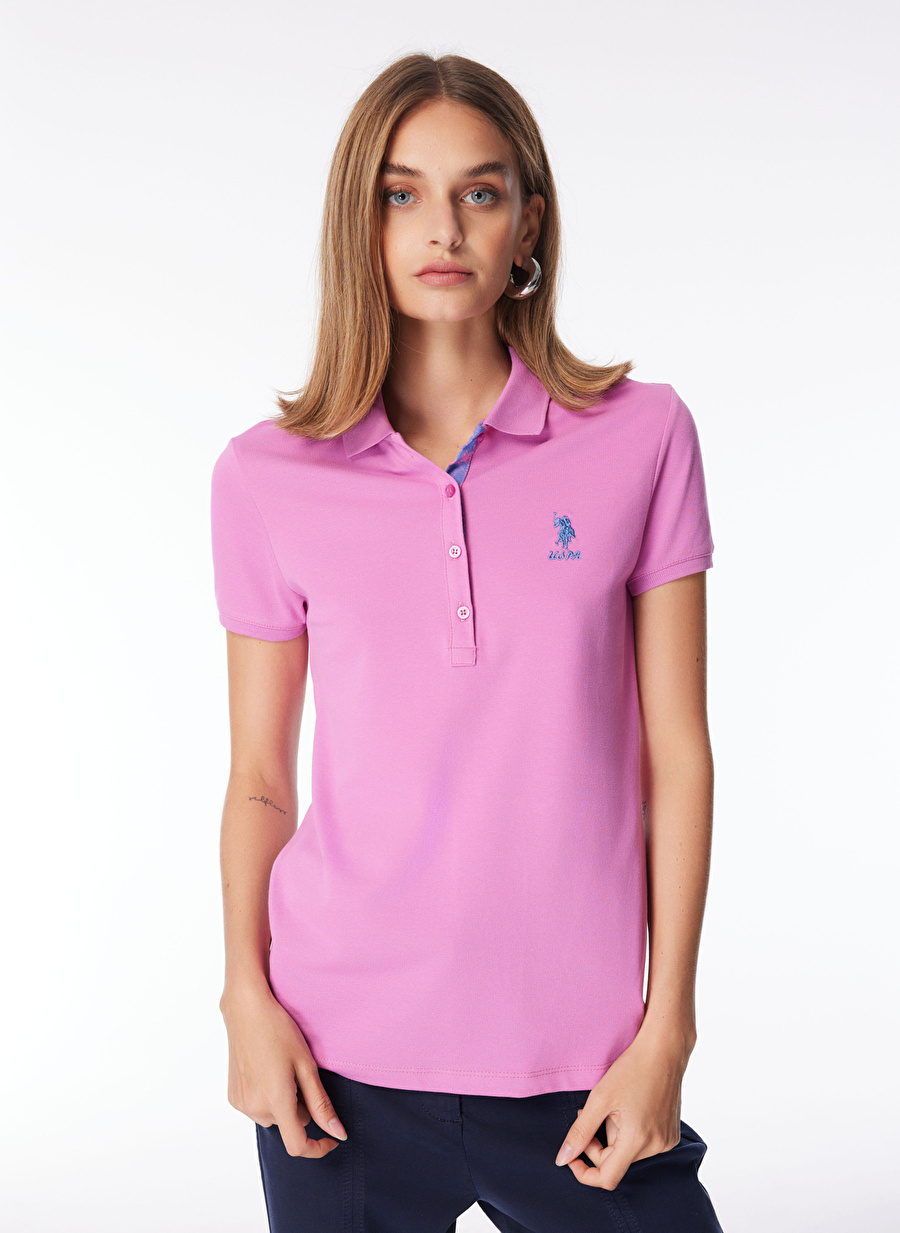 U.S. Polo Assn. Eflatun Kadın Slim Fit Polo T-Shirt TP0124