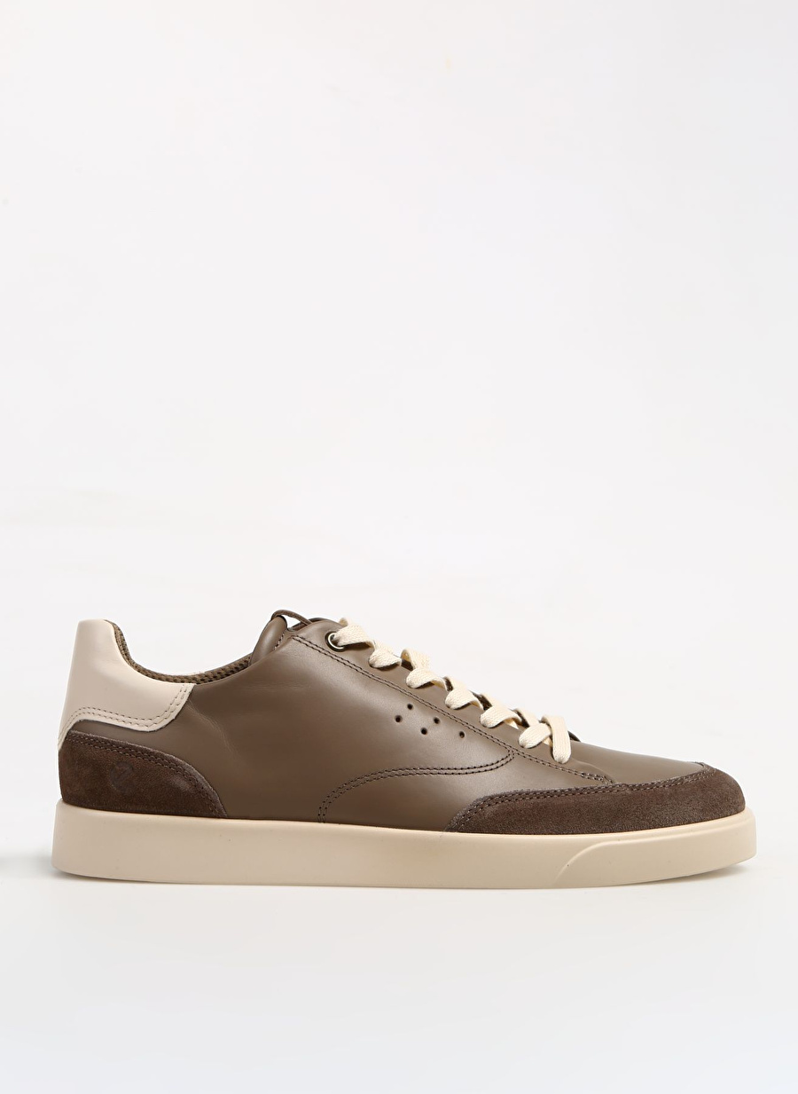 Ecco Gri Erkek Deri Sneaker Street Lite M Dark Clay Taupe Lime