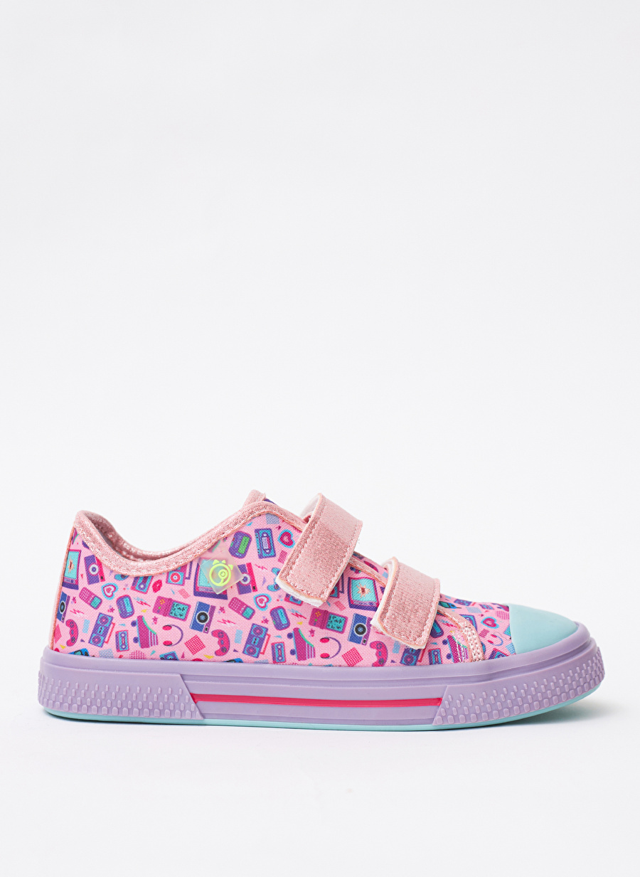 Pembe Kız Çocuk Keten Sneaker LOTUS PRINT