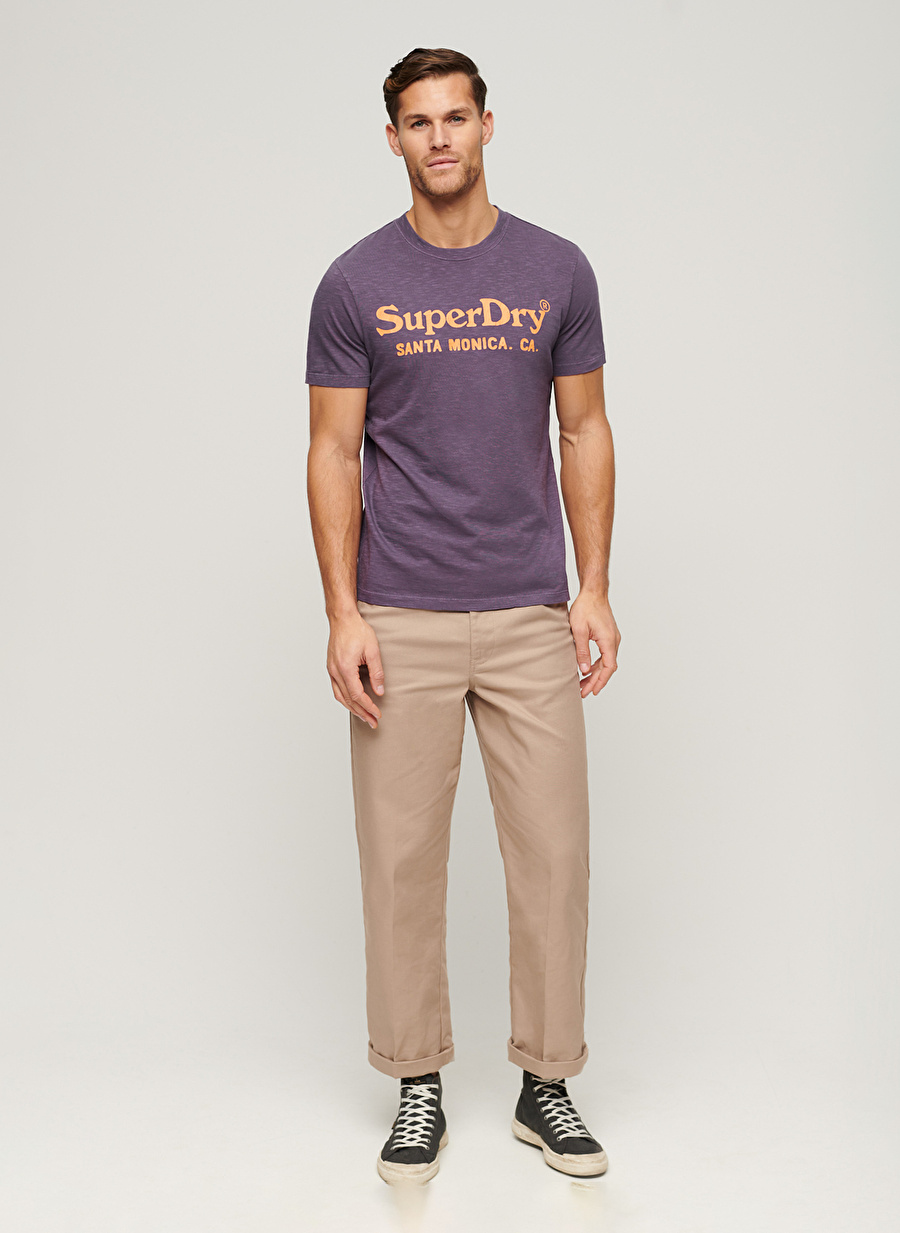 Superdry Bisiklet Yaka Baskılı Mor Erkek T-Shirt M1011893A2AW_VENUE CLASSIC LOGO T S