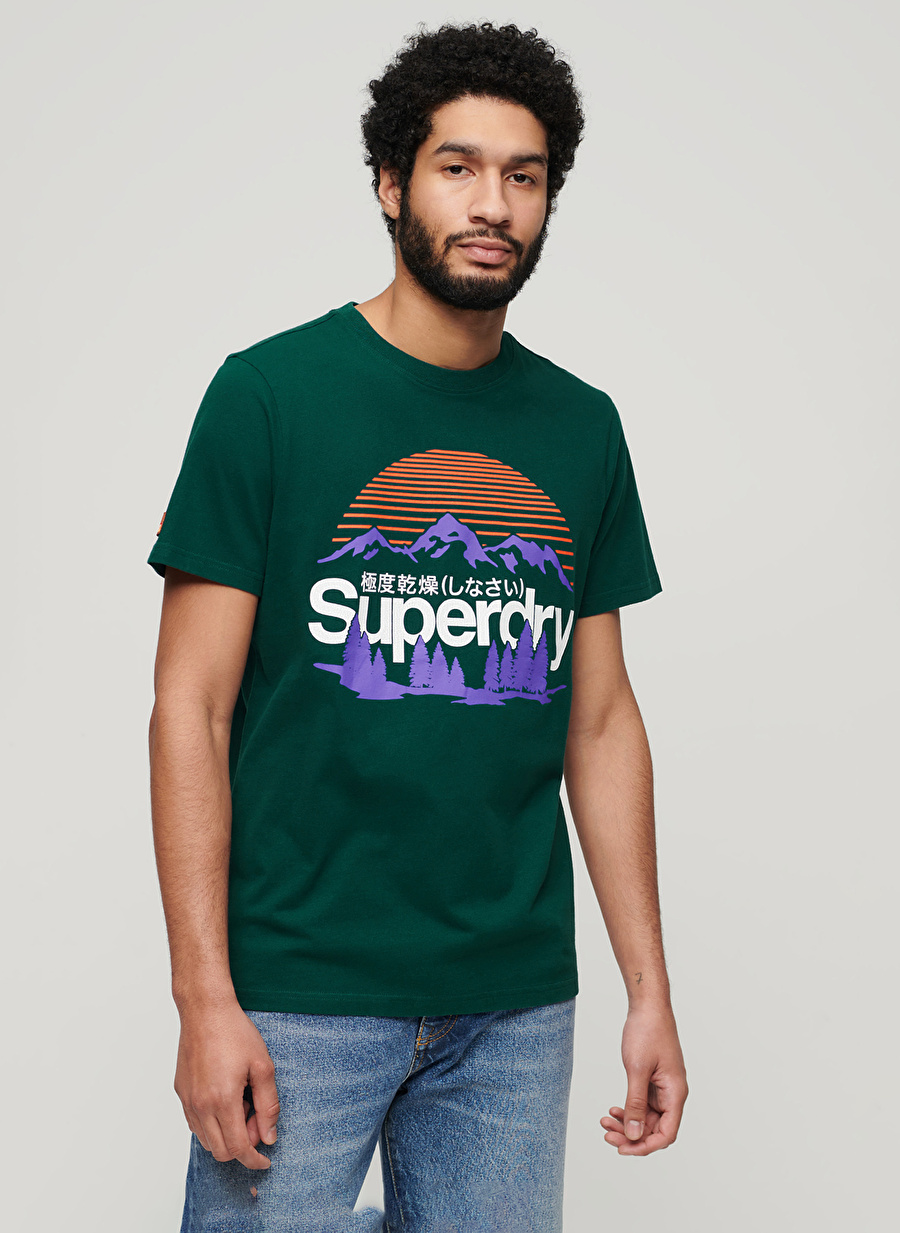 Superdry Bisiklet Yaka Baskılı Koyu Yeşil Erkek T-Shirt M1011911A8UM_GREAT OUTDOORS NR GRAP