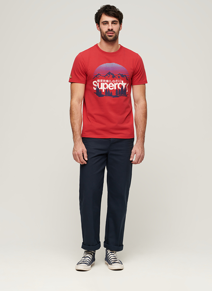 Superdry Bisiklet Yaka Baskılı Kırmızı Erkek T-Shirt M1011982A9QZ_GREAT OUTDOORS GRAPHIC