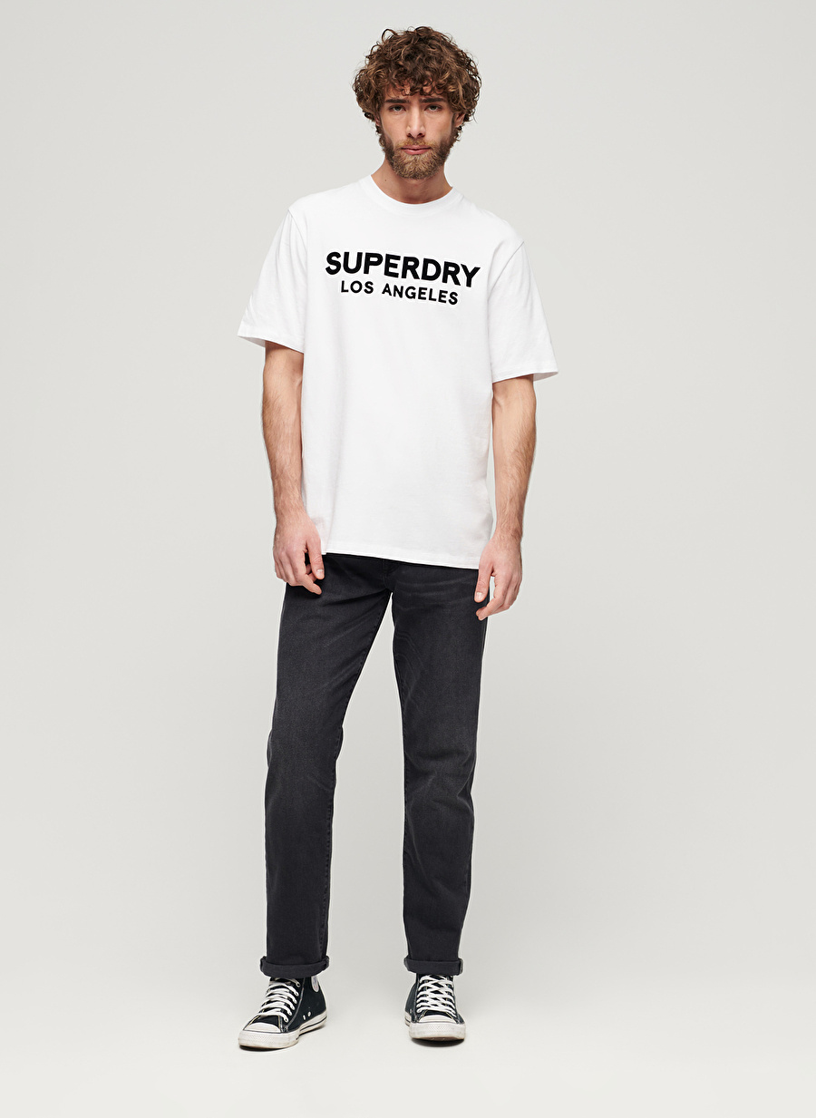 Superdry Bisiklet Yaka Baskılı Beyaz Erkek T-Shirt M6010805AT7X_LUXURY SPORT LOOSE TEE