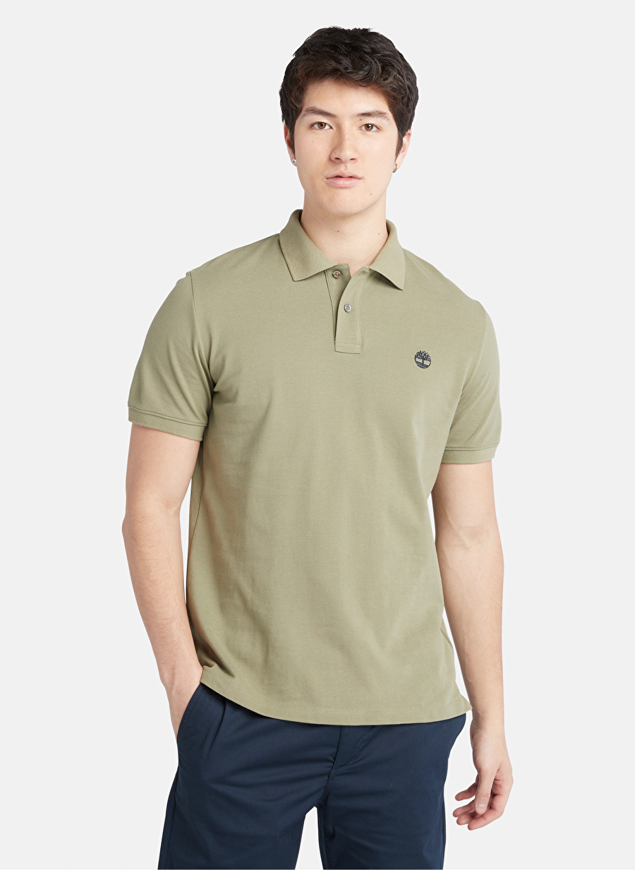 Timberland Haki Erkek Dik Yaka Polo T-Shirt TB0A26N45901_Pique Sleeve Polo