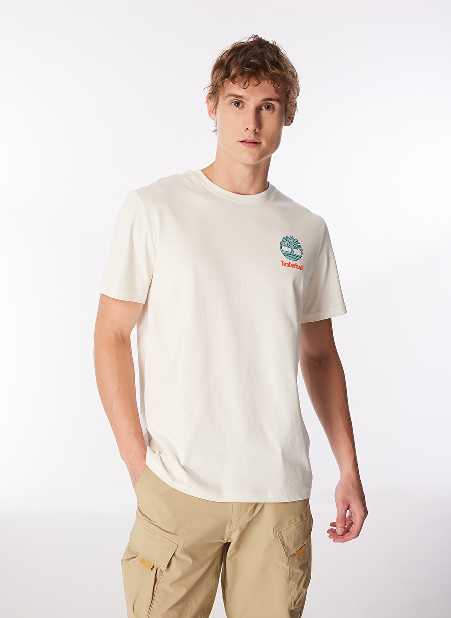 Timberland Beyaz Erkek Bisiklet Yaka Normal Kalıp Baskılı T-Shirt TB0A5UDYCM91_Short Sleeve Tee