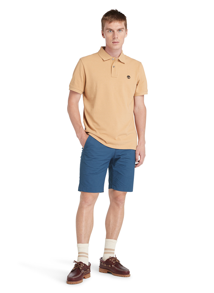 Timberland Kahve Erkek Dik Yaka  Polo T-Shirt TB0A26N4EH31_Pique Sleeve