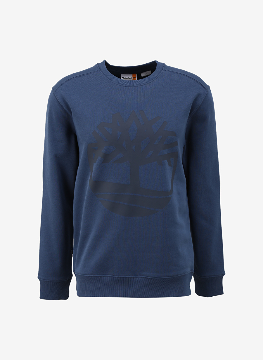 Timberland Mavi Erkek Bisiklet Yaka Baskılı Sweatshirt TB0A2BJ8S741_Crew Neck