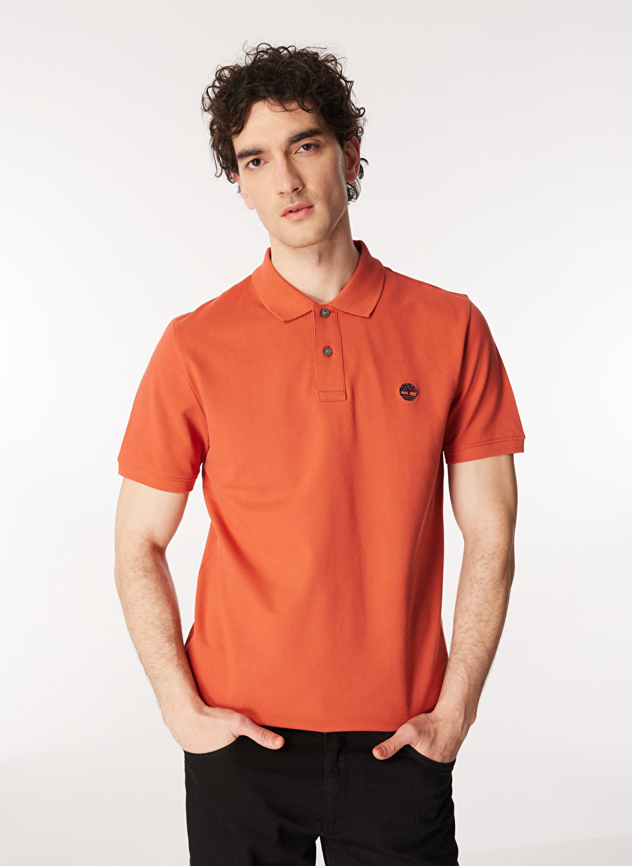 Timberland Kırmızı Erkek Dik Yaka Polo T-Shirt TB0A26N4EG61_Pique Sleeve Polo