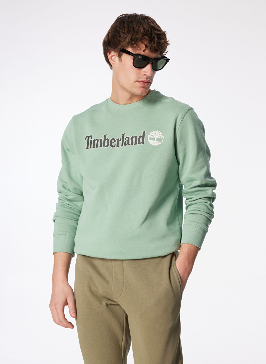 Timberland Yeşil Erkek Bisiklet Yaka Baskılı Sweatshirt TB0A5UJYEW01_Crew Neck