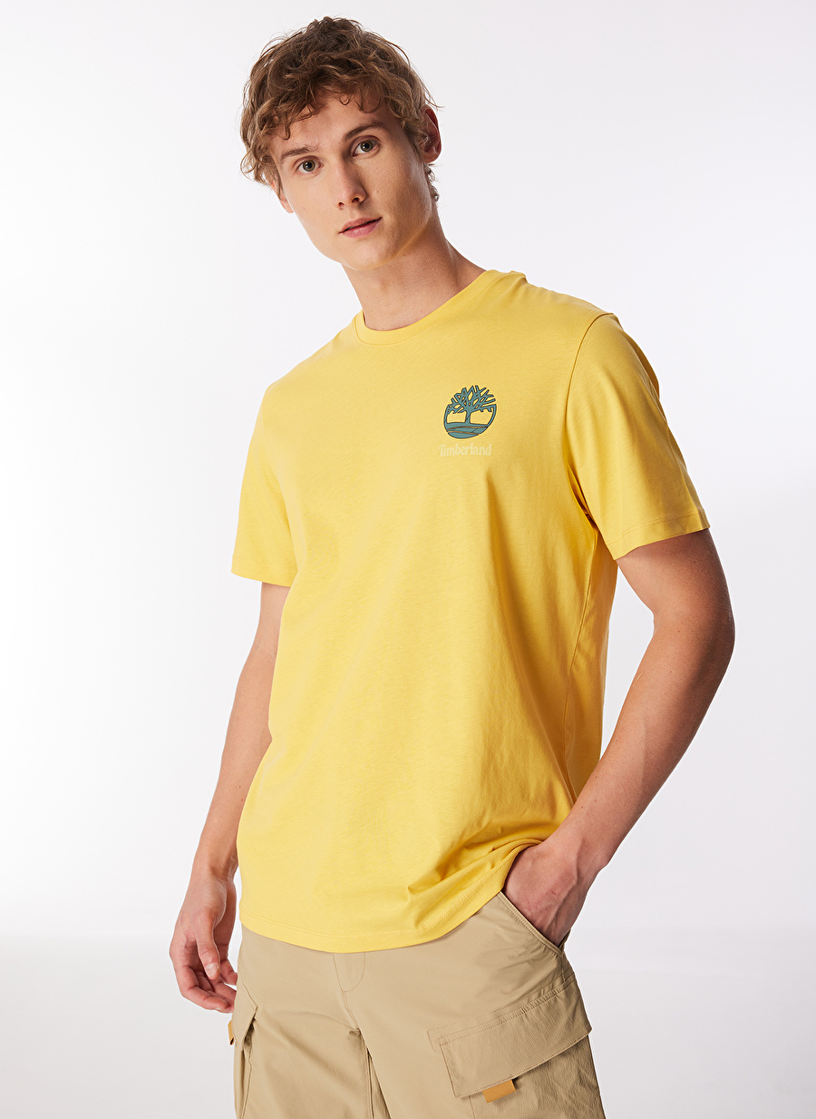 Timberland Sarı Erkek Bisiklet Yaka Normal Kalıp Baskılı T-Shirt TB0A5UDYEG41_Short Sleeve Tee