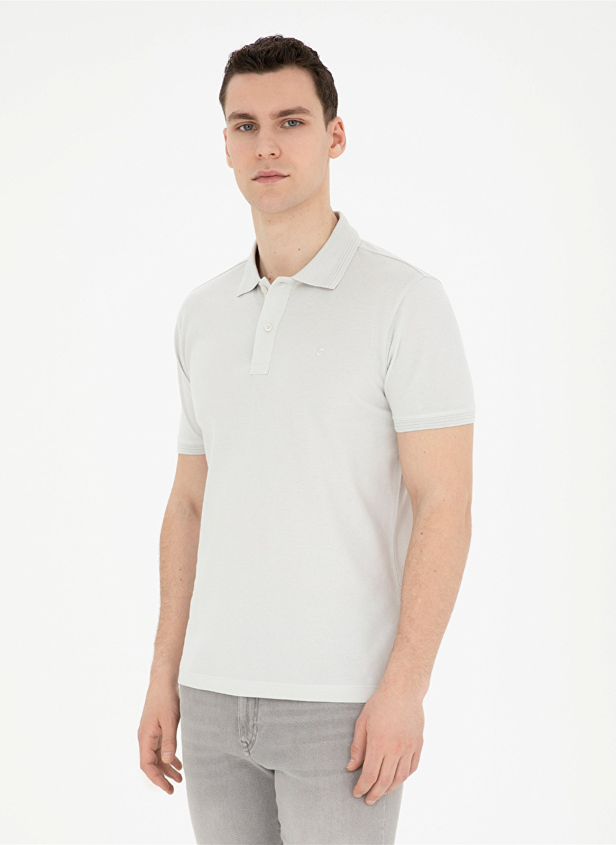 Pierre Cardin Düz Açık Gri Erkek Polo T-Shirt SUNNY