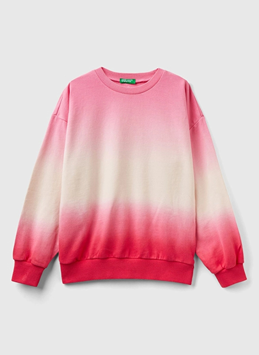 Pembe - Çok Renkli Kız Çocuk Bisiklet Yaka Normal Sweatshirt 3J68C10HY