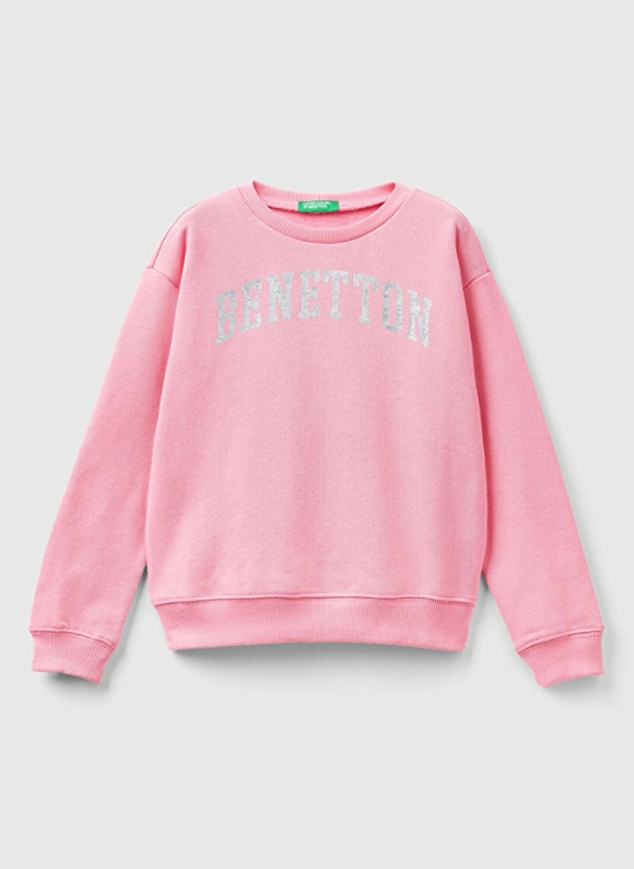 Benetton Kız Çocuk Pembe Sweatshırt 3J68C10H6