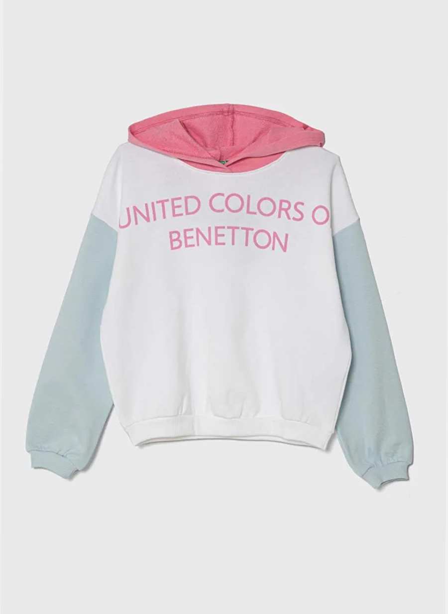 Benetton Kız Çocuk Beyaz Sweatshırt 3J68C203I