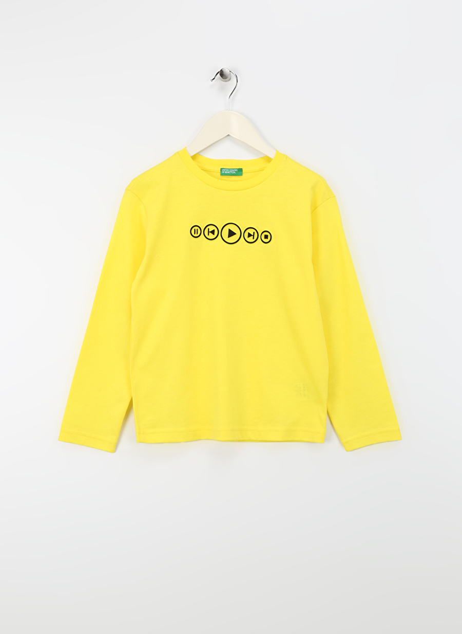 Benetton Neon Sarı Erkek T-Shirt 3096C10HC