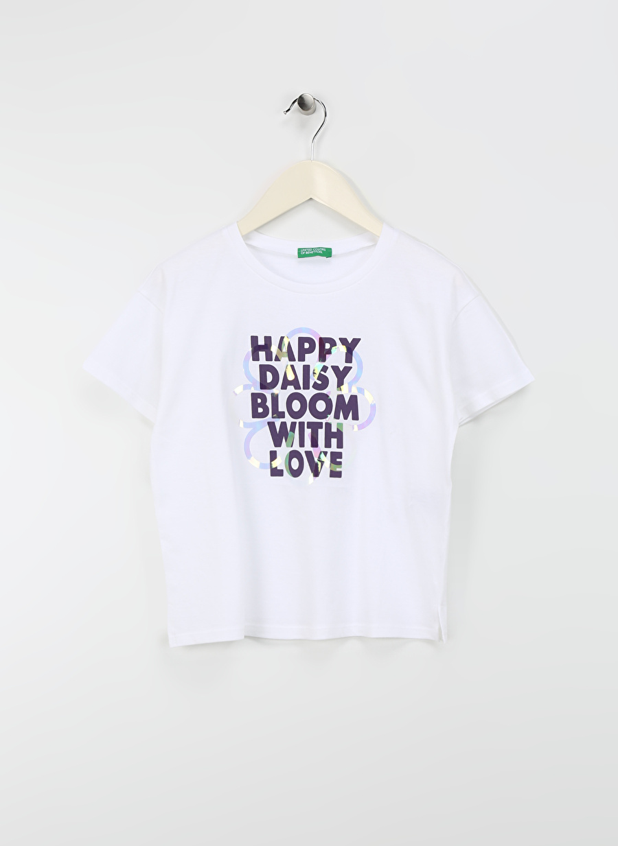 Benetton Beyaz Kadın T-Shirt 3096C10I0