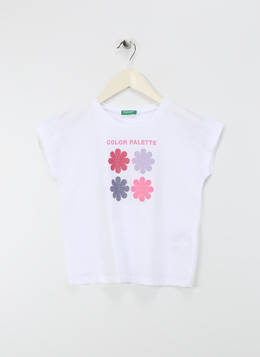 Benetton Beyaz Kız Çocuk T-Shirt 3I1XC10I6