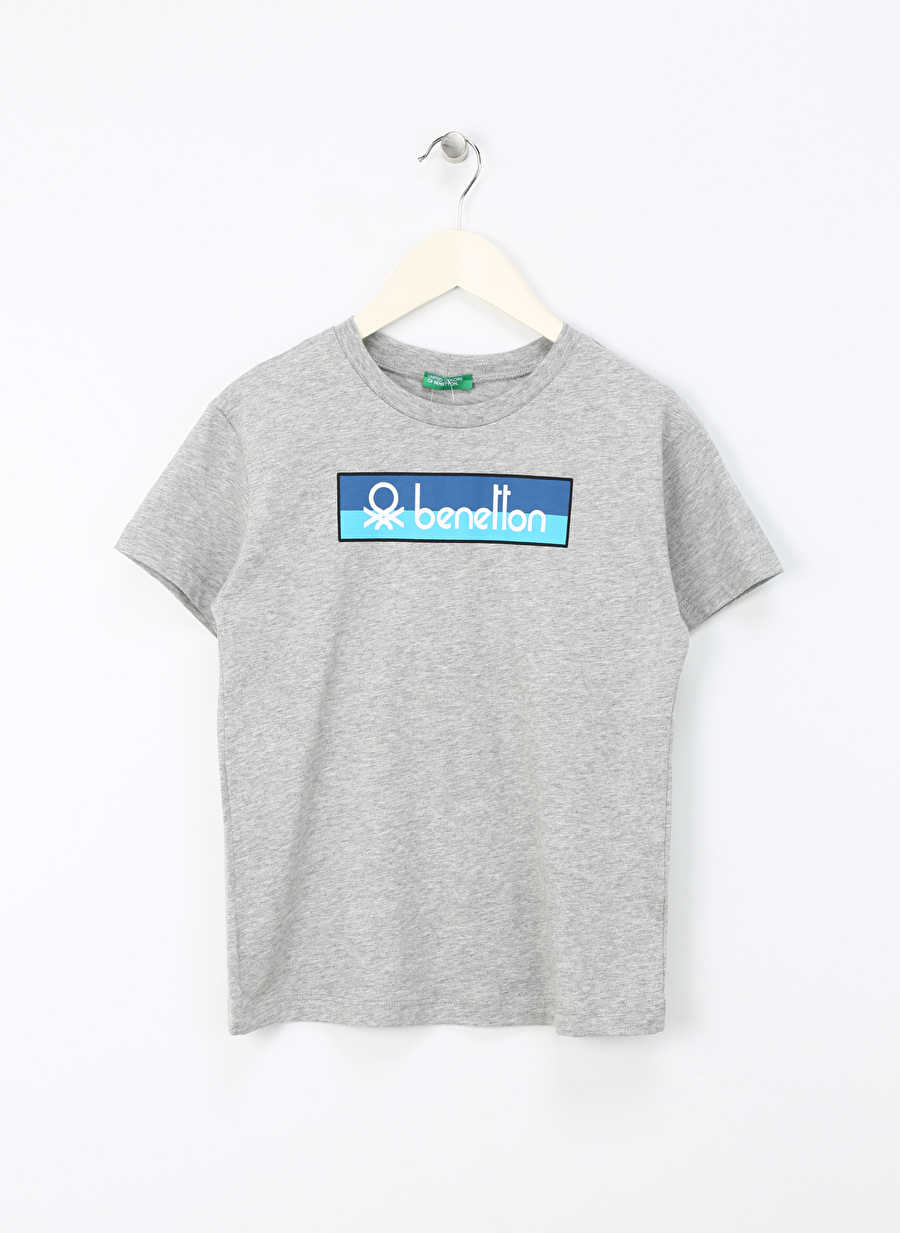 Benetton Gri Melanj Erkek Çocuk T-Shirt 3I1XC10IL