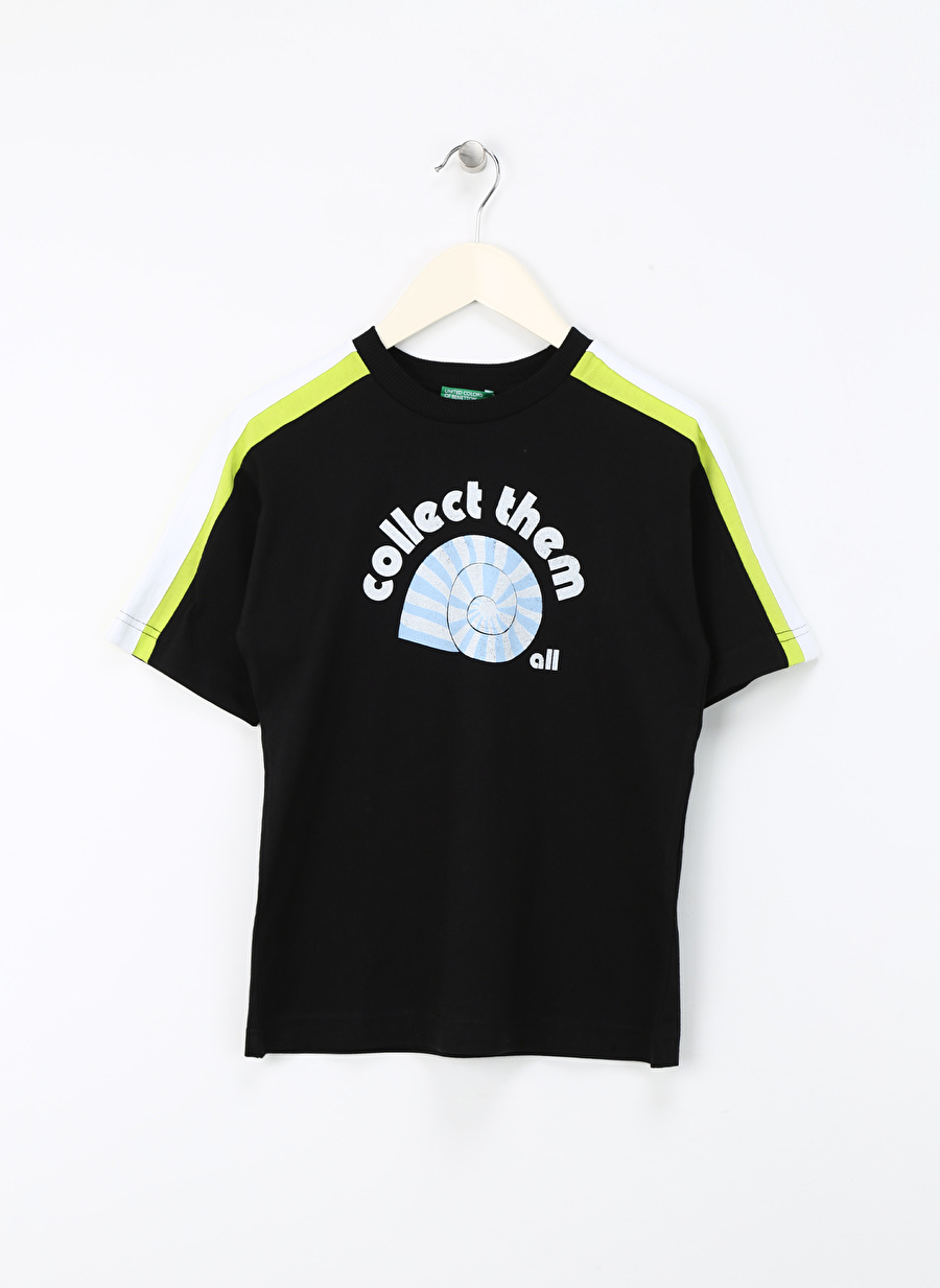 Benetton Siyah Erkek T-Shirt 3I1XC10J0