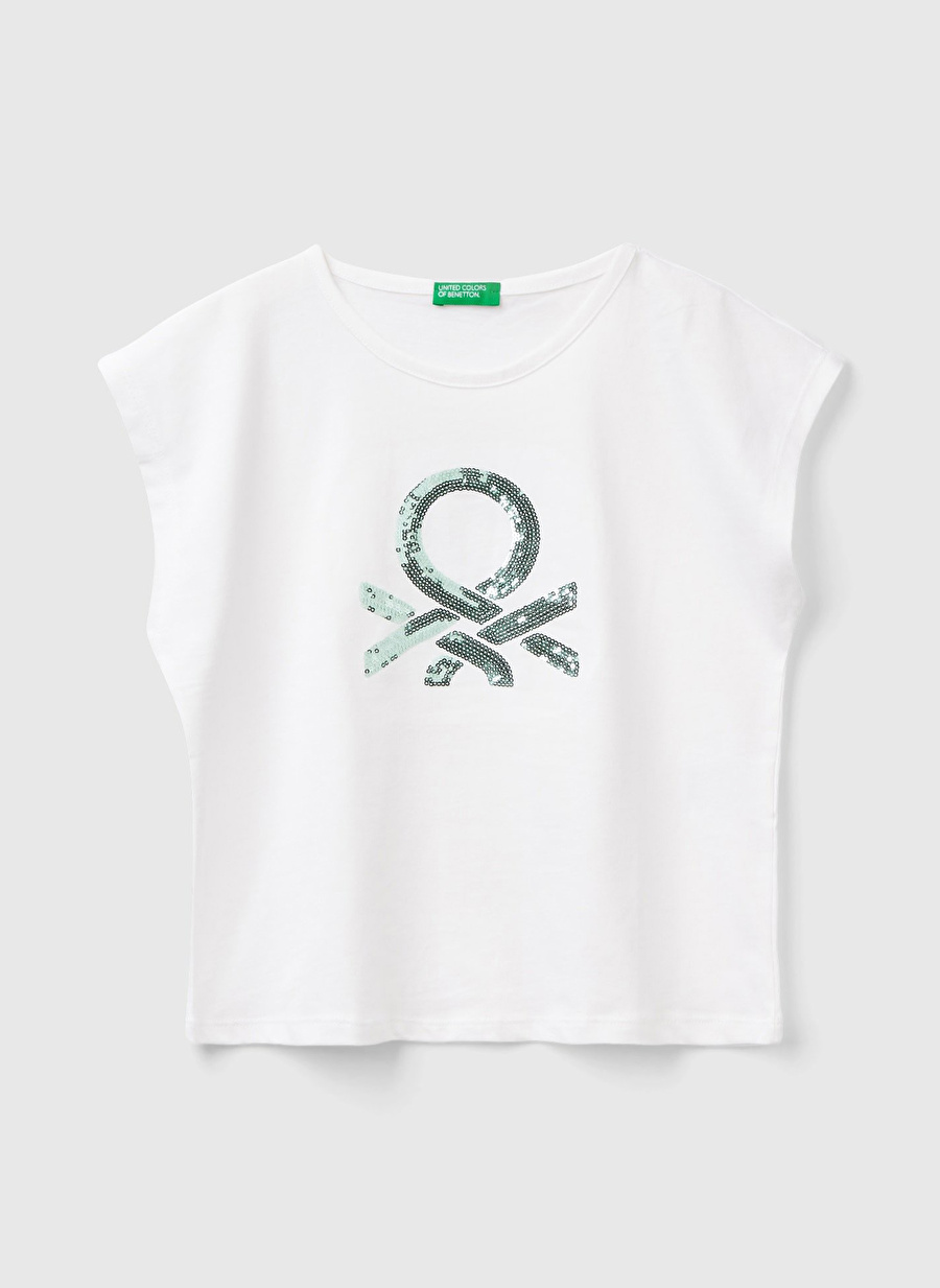 Benetton Beyaz Kız Çocuk T-Shirt 3I1XC10J8