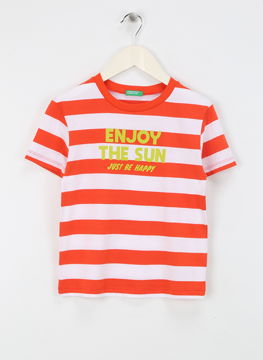 Benetton Kırmızı - Beyaz Erkek Çocuk T-Shirt 33R9G10EO