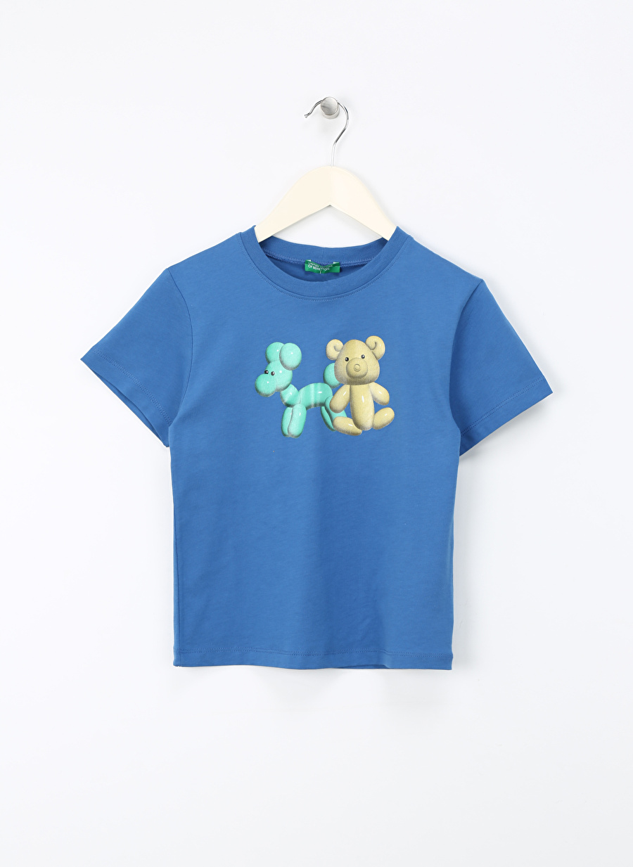 Benetton Mavi Erkek T-Shirt 3I1XG10ED