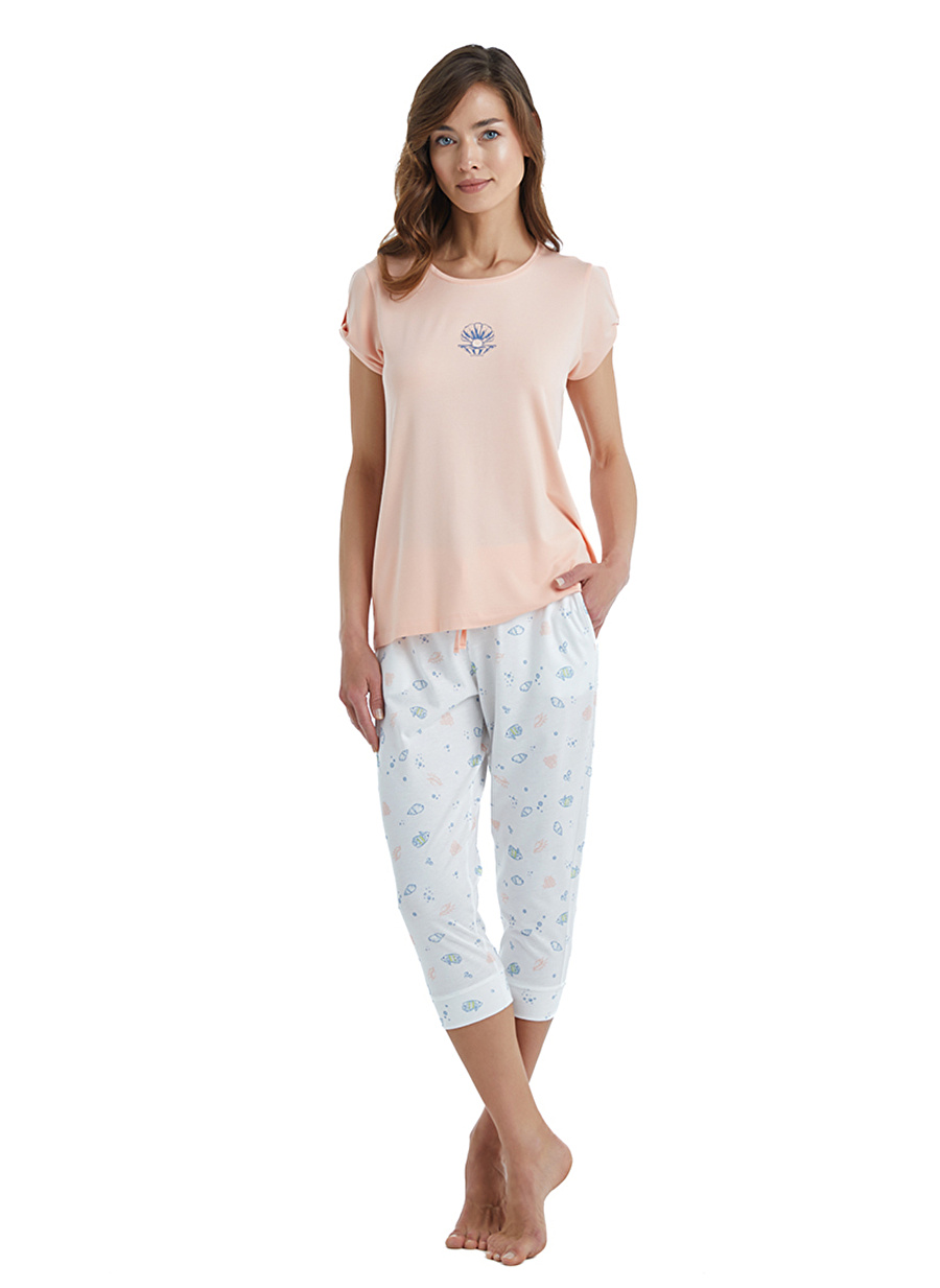 Blackspade Yuvarlak Yaka Düz Somon Kadın Pijama Takımı 51342