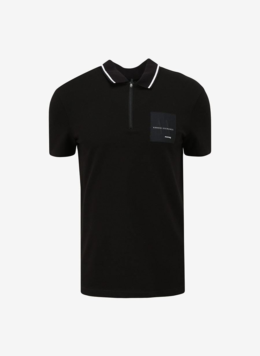 Armani Exchange Düz Siyah Erkek Polo T-Shirt 3DZFJA ZJXHZ 1200