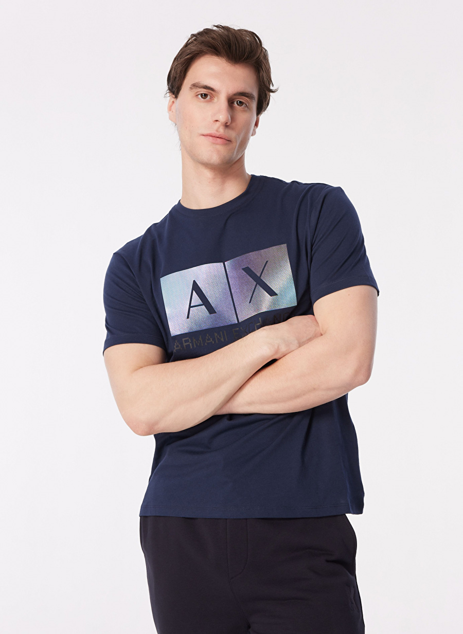 Armani Exchange Bisiklet Yaka Baskılı Lacivert Erkek T-Shirt 3DZTJB ZJBYZ 15BA