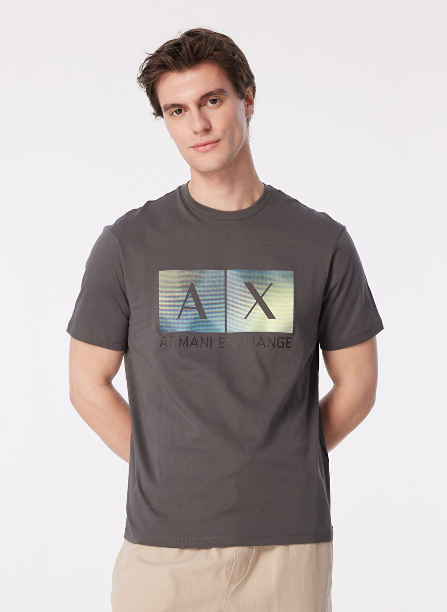 Armani Exchange Bisiklet Yaka Baskılı Haki Erkek T-Shirt 3DZTJB ZJBYZ 1839