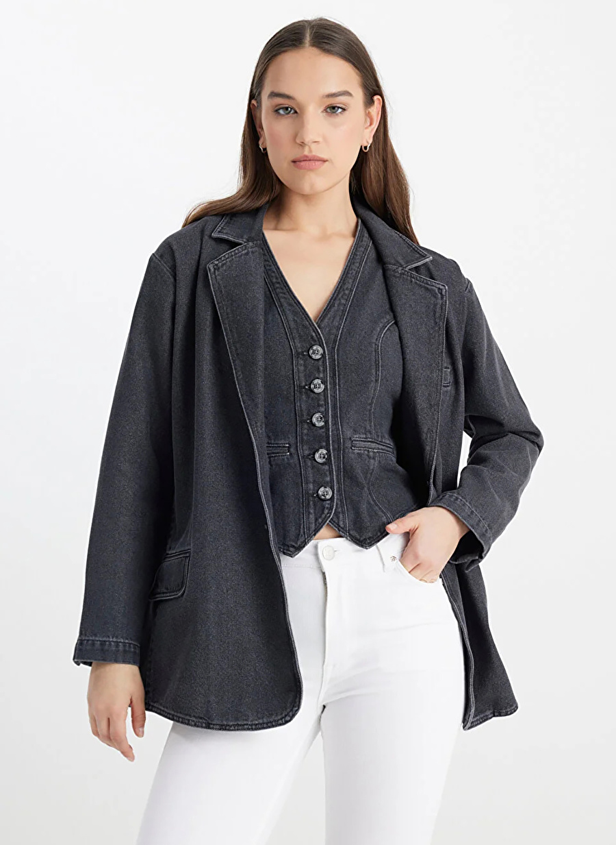 Lee Oversize Antrasit Kadın Ceket L241652003-Blazer Jean Ceket