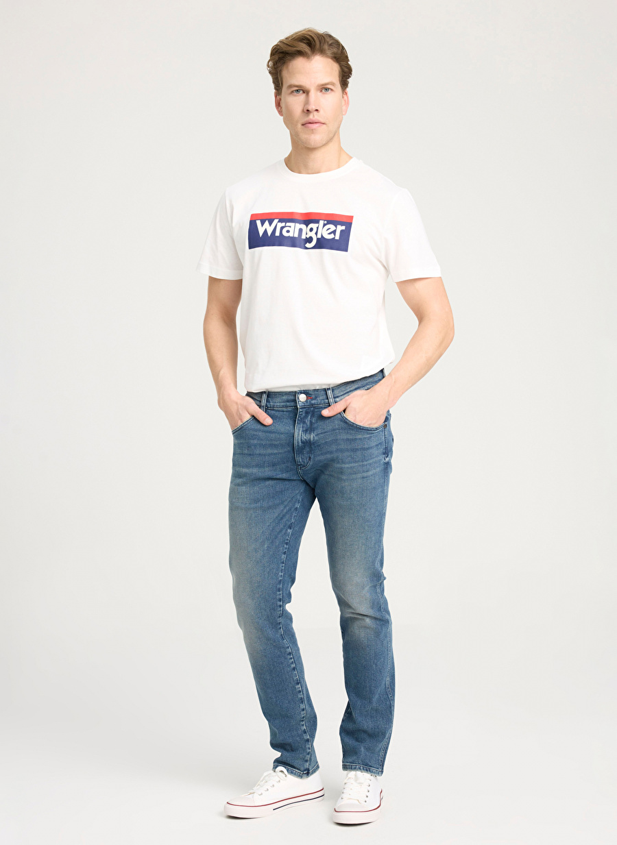 Wrangler Slim Fit Dar Kesim Düşük Bel Dar Paça Mavi Larston Jean Kot Pantolon W18S044XT