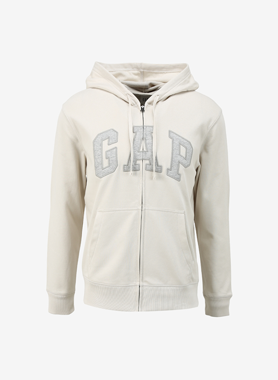 Gap Kapüşon Yaka Düz Beyaz Erkek Sweatshırt 868454