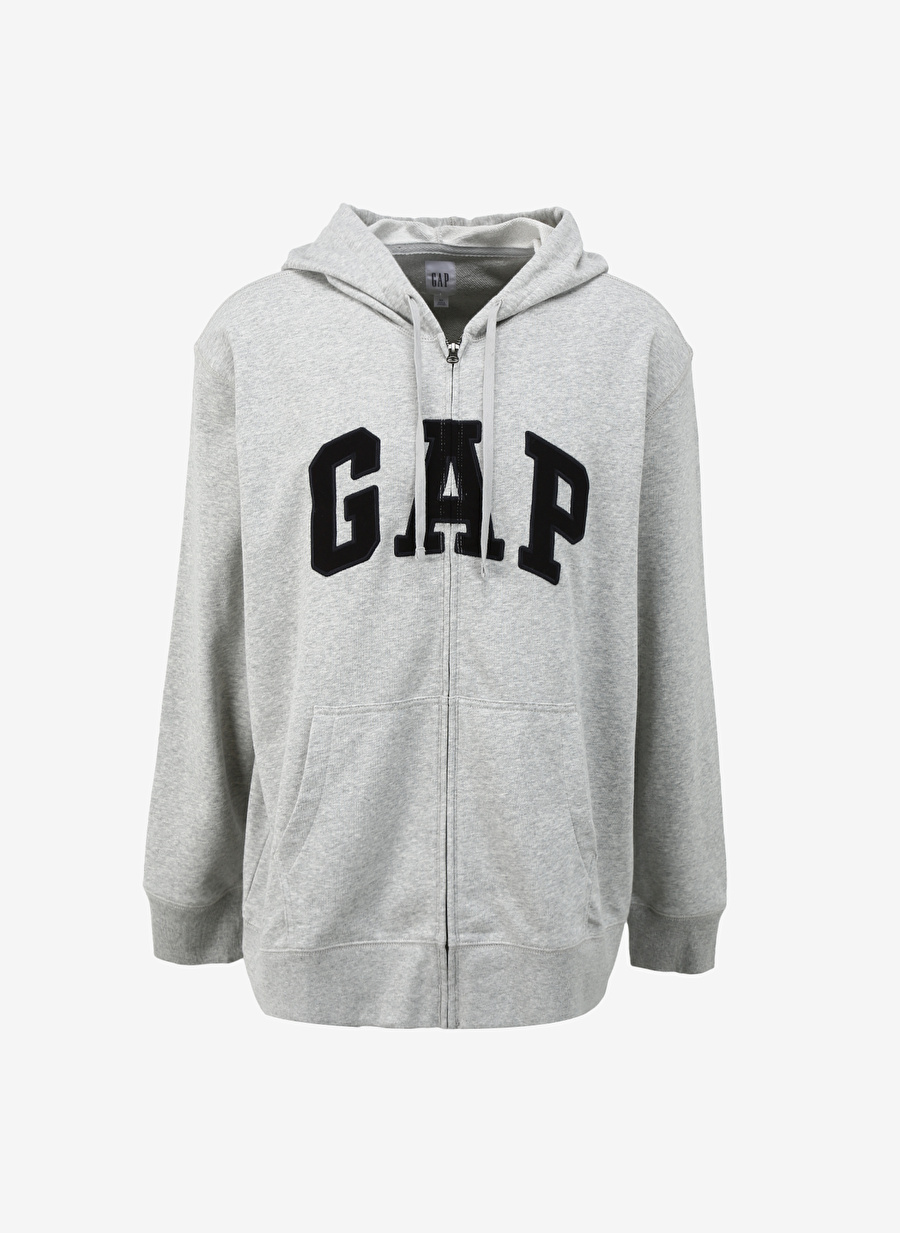 Gap Kapüşon Yaka Düz Gri Erkek Sweatshırt 868454