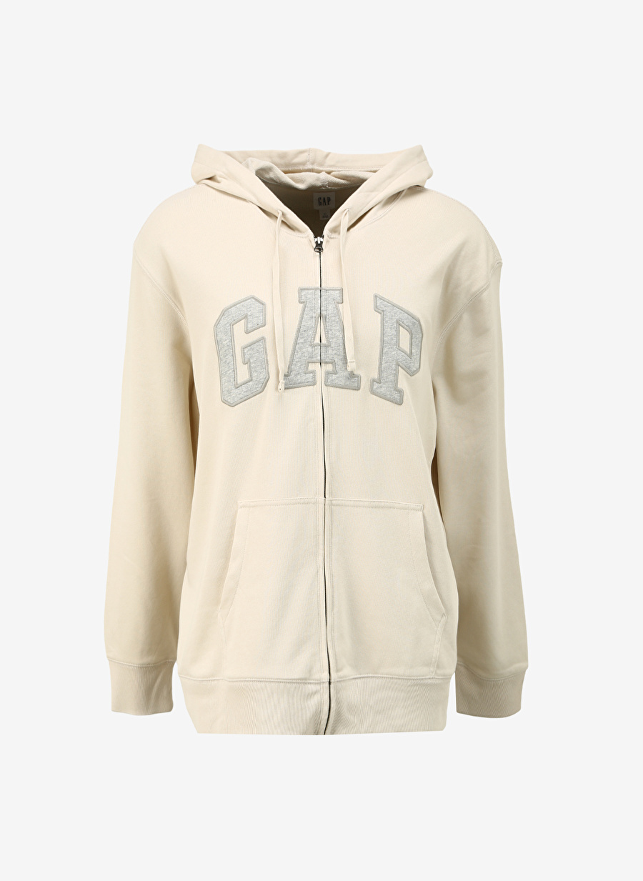 Gap Kapüşon Yaka Düz Beyaz Erkek Sweatshırt 868454