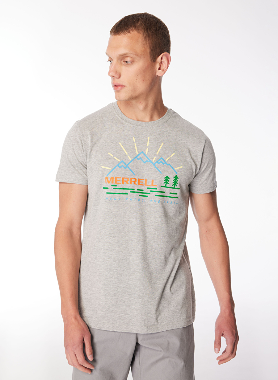 Merrell Gri Erkek O Yaka Normal Kalıp T-Shirt M4TOBIM_TOBI M