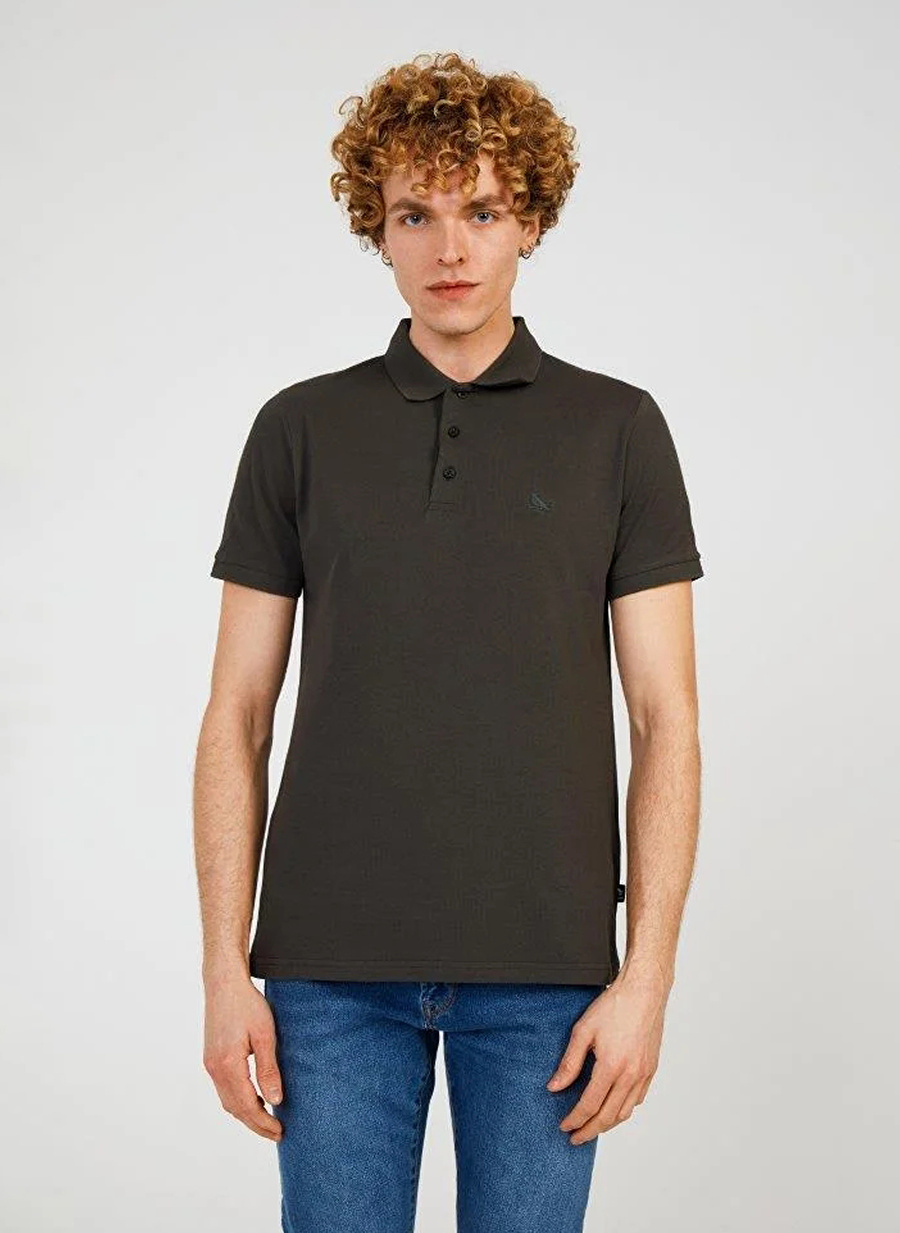 The Crow Polo Yaka Düz Antrasit Erkek T-Shirt FATHER BASIC POLO