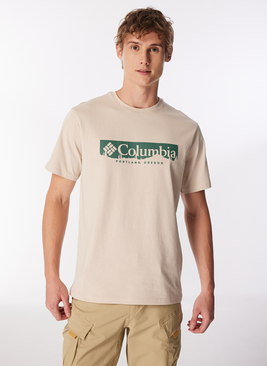 Columbia Ekru Erkek O Yaka Normal Kalıp Baskılı T-Shirt 9120801278_CS0371 CSC BOX TREELINE