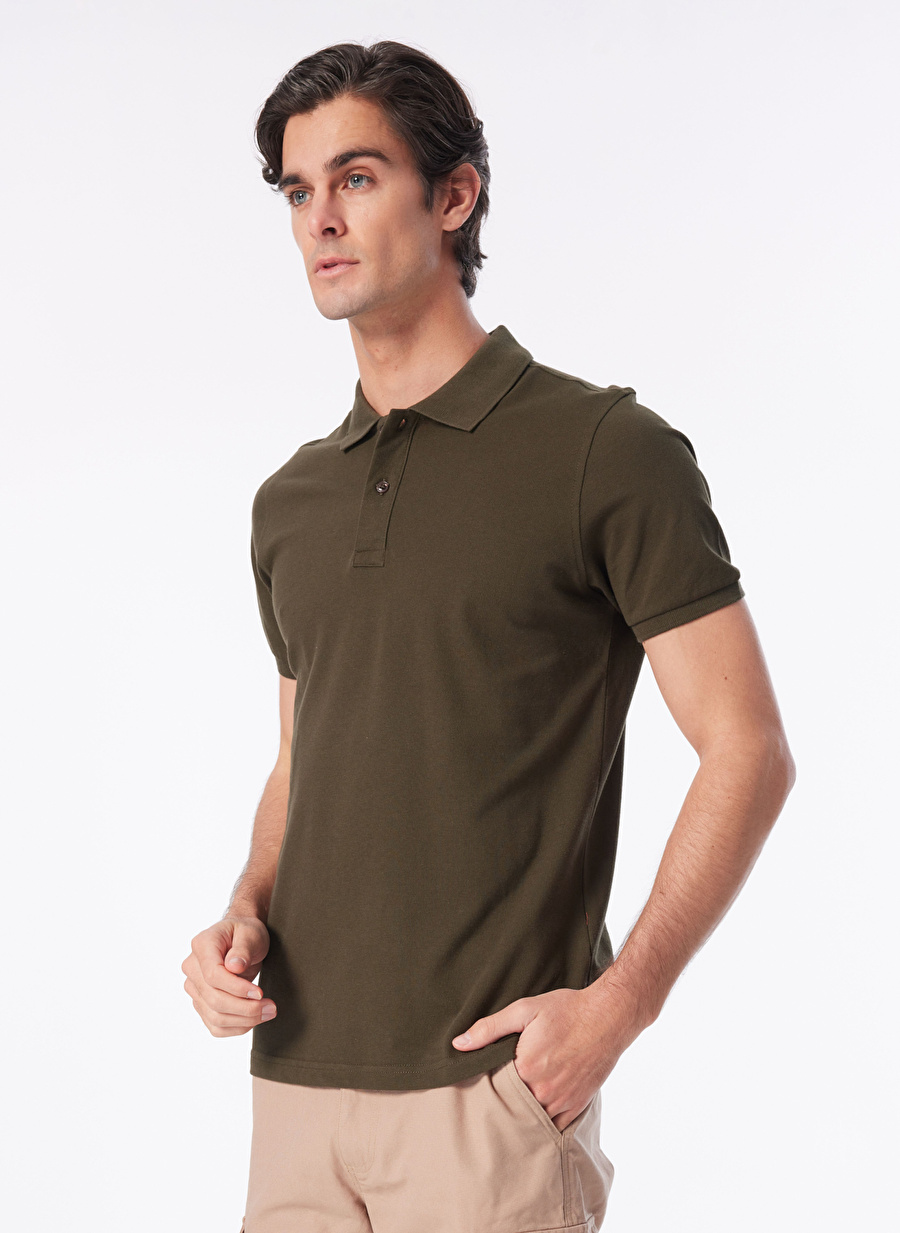 People By Fabrika Haki Erkek Basic Polo T-Shirt SPBF4SM-TST5017